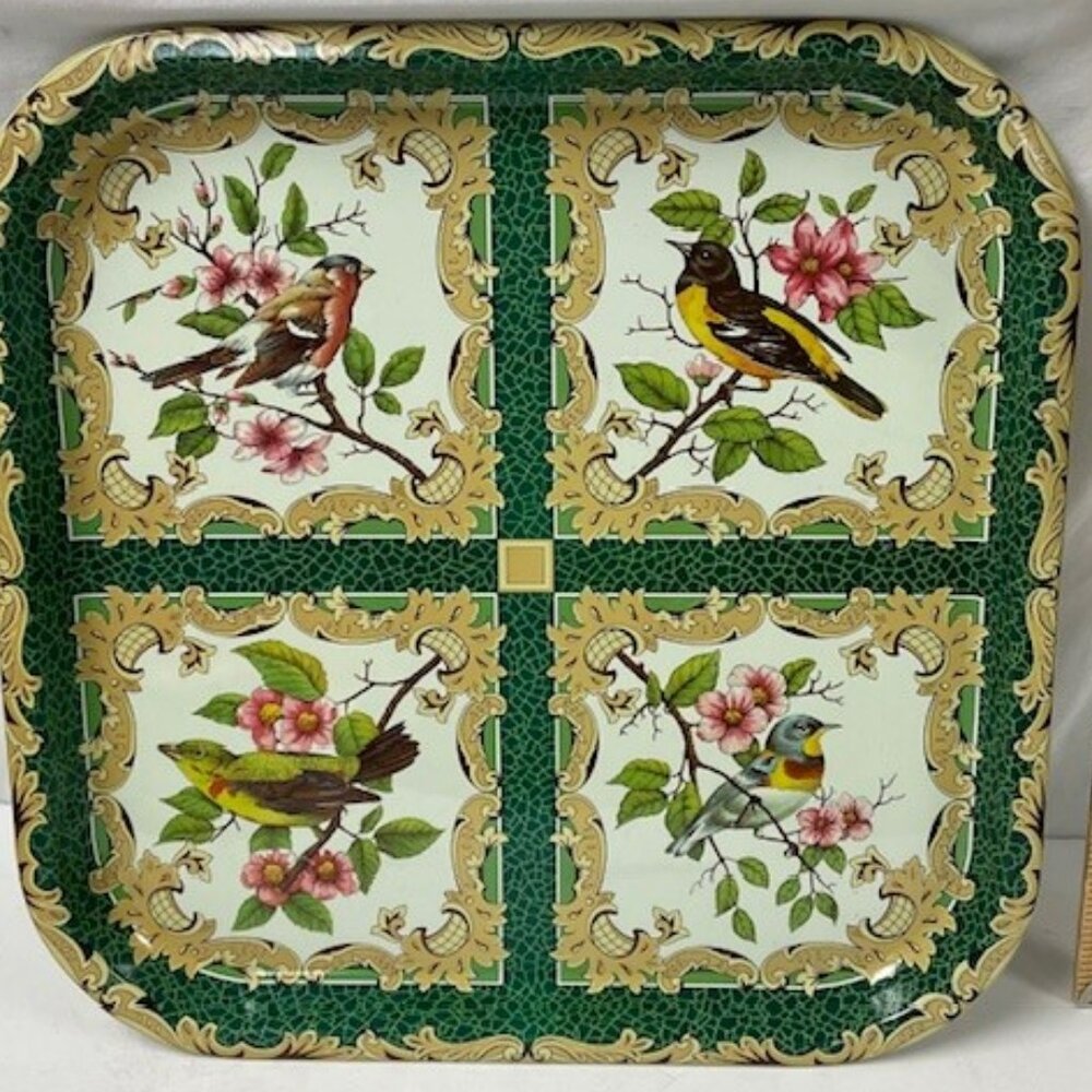 Daher Tray English Tin Bird and Floral metal